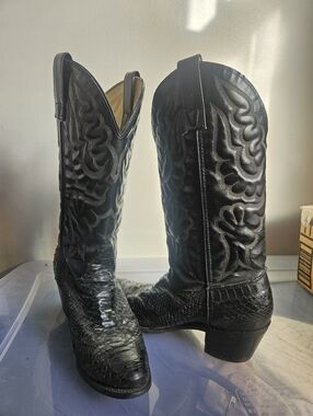 Capezio Womens Cowgirl Cowboy Black Boots Genuine Leathee 6.5